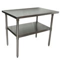 Bk Resources Work Table 14/304 Stainless Steel With Galvanized Undershelf 48"Wx36"D QTT-4836